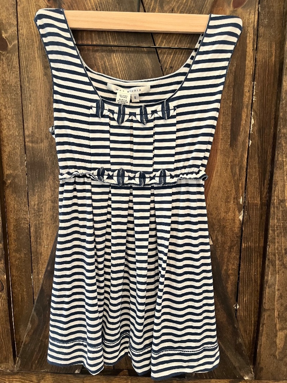 Max Studio Navy and White Stripped Sleeveless Dress- Girl's Size S